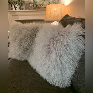 2 100% Sheepskin Pillow Covers + Inserts 16x16